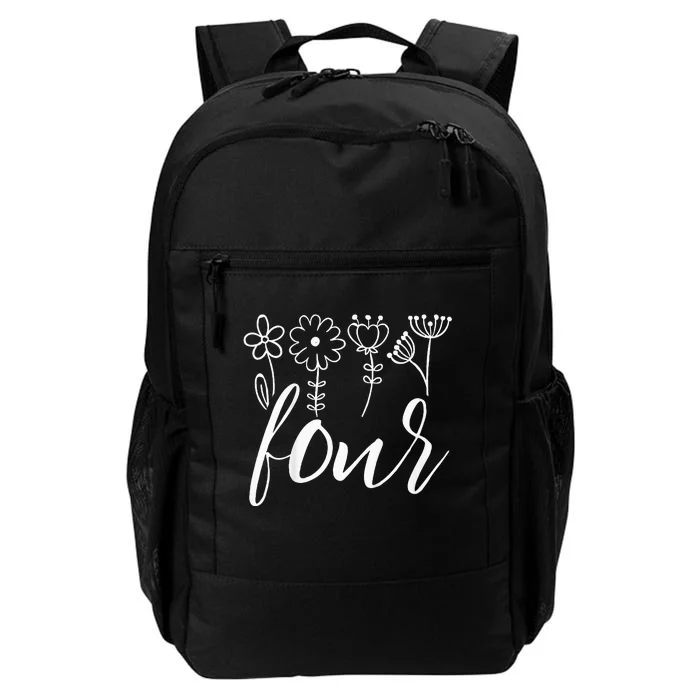 Floral Four 4 Year Old 4th Birthday Daily Commute Backpack