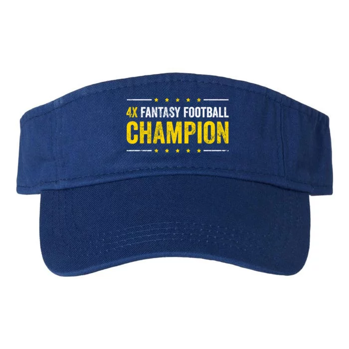 Fantasy Football 4 Time Winner Champ Champion Great Gift Valucap Bio-Washed Visor