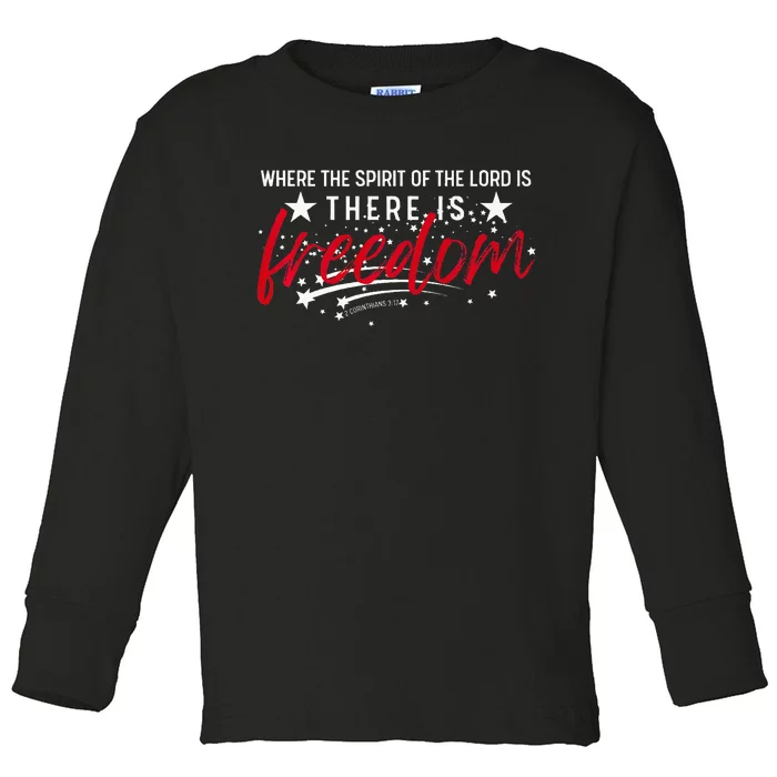 Faith & Freedom 4th Of July Christian Verse Star Toddler Long Sleeve Shirt