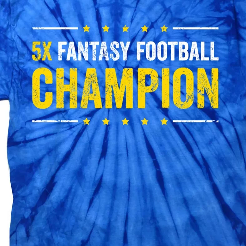 Fantasy Football 5 Time Winner Champ Champion Gift Tie-Dye T-Shirt