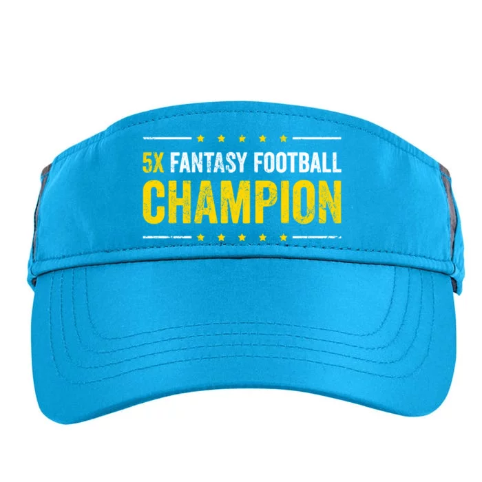 Fantasy Football 5 Time Winner Champ Champion Gift Adult Drive Performance Visor