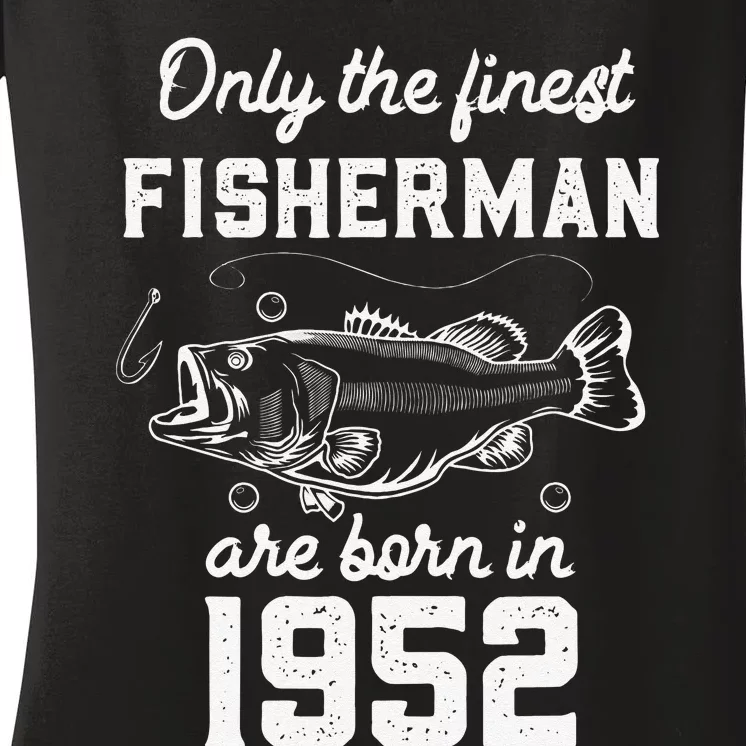 Fish Fish 70th Birthday 1952 Fisherman Women's V-Neck T-Shirt