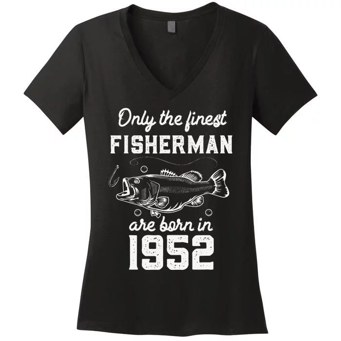 Fish Fish 70th Birthday 1952 Fisherman Women's V-Neck T-Shirt