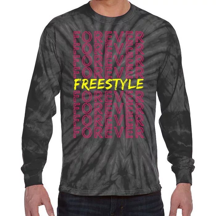 Freestyle Forever 80s Retro Concert Party Vintage Costume Tie-Dye Long Sleeve Shirt