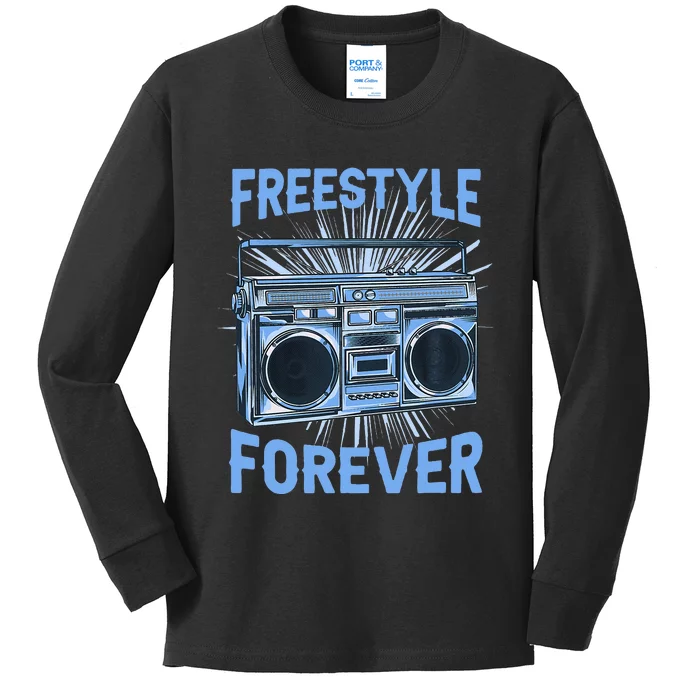 Freestyle Forever 80s Retro Rap Kids Long Sleeve Shirt