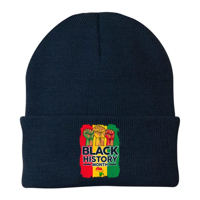 Fist Freedom African Melanin Black History Month Juneteenth Meaningful Gift Knit Cap Winter Beanie