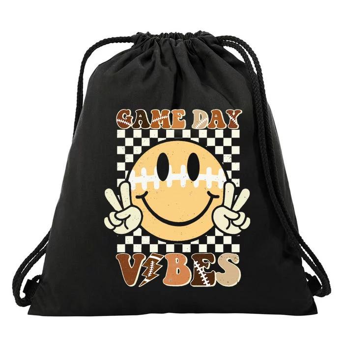 Funny Face American Football Game Day Vibes Sport Drawstring Bag