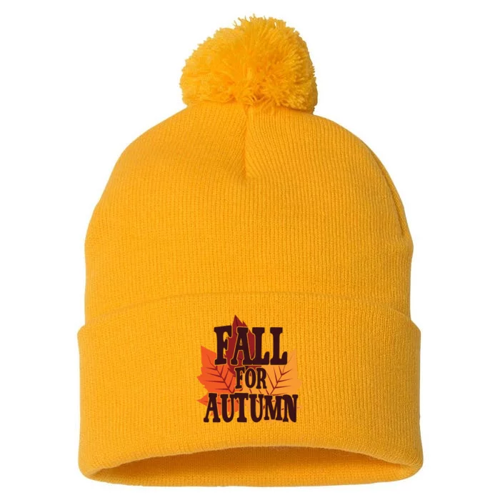 Fall For Autumn Nature Leaves Pom Pom 12in Knit Beanie