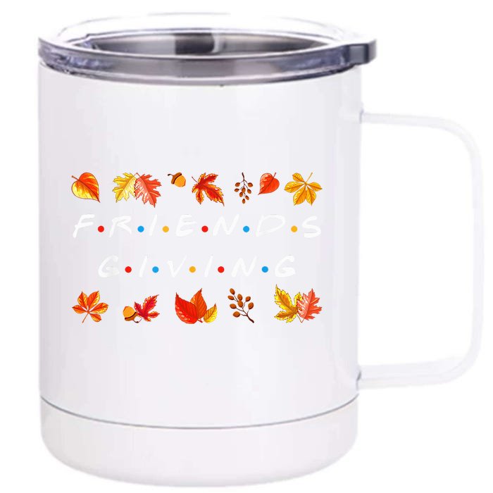 Friendsgiving Fall Autumn Friends & Family Thanksgiving Front & Back 12oz Stainless Steel Tumbler Cup