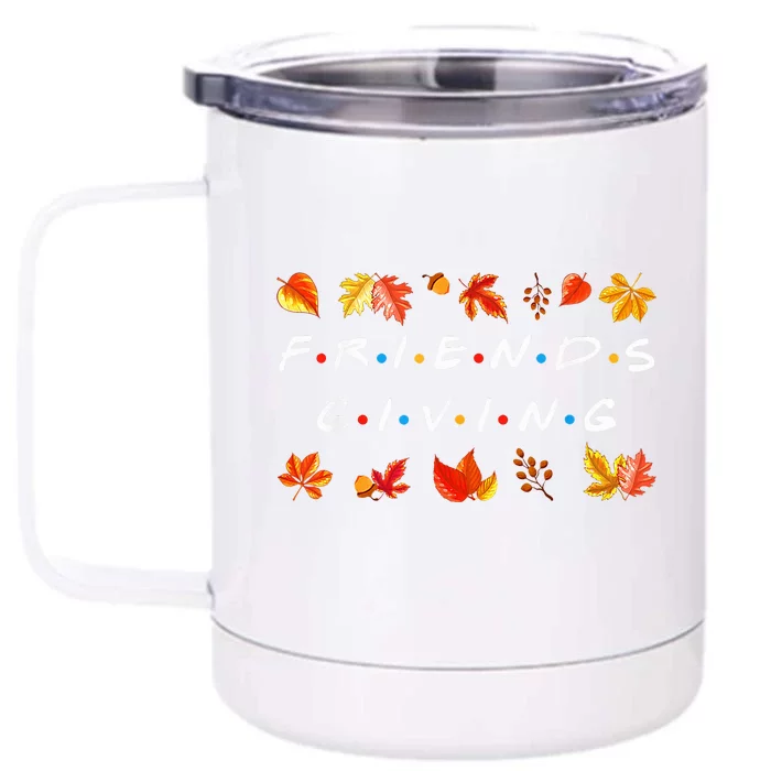 Friendsgiving Fall Autumn Friends & Family Thanksgiving Front & Back 12oz Stainless Steel Tumbler Cup