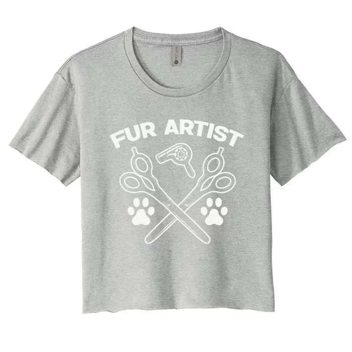 Funny Fur Artist Dog Groomer Grooming Pet Stylist Women's Crop Top Tee