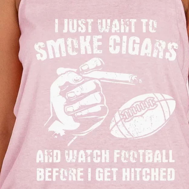 Funny Football And Cigars Bachelor Party Cigar Smoker Design Women's Knotted Racerback Tank