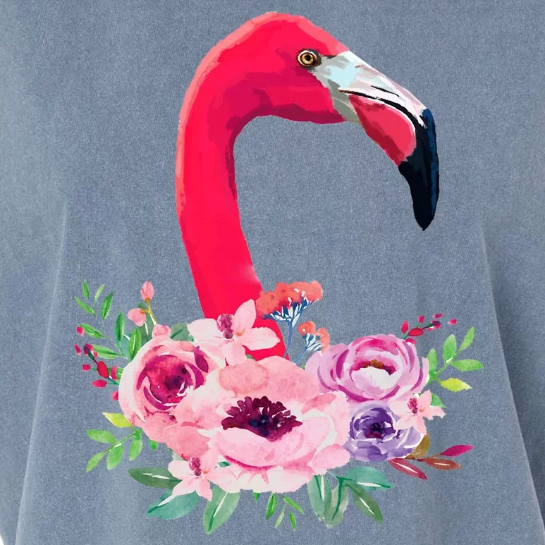 Flamingo Floral Art Garment-Dyed Women's Muscle Tee