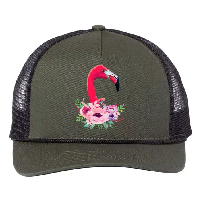 Flamingo Floral Art Retro Rope Trucker Hat Cap