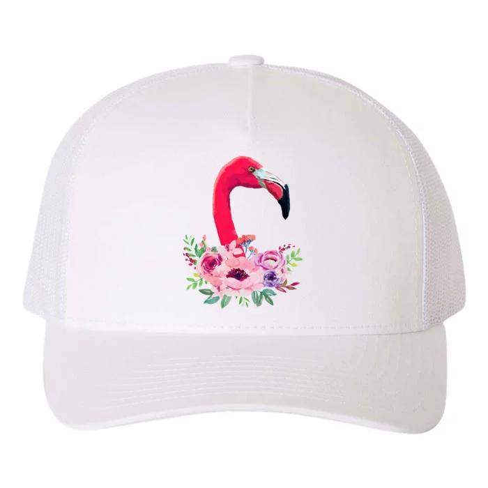 Flamingo Floral Art Yupoong Adult 5-Panel Trucker Hat