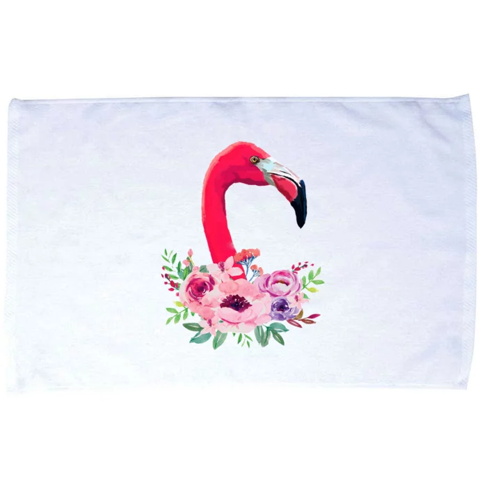 Flamingo Floral Art Microfiber Hand Towel