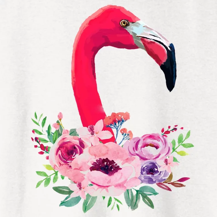 Flamingo Floral Art Women's Crop Top Tee