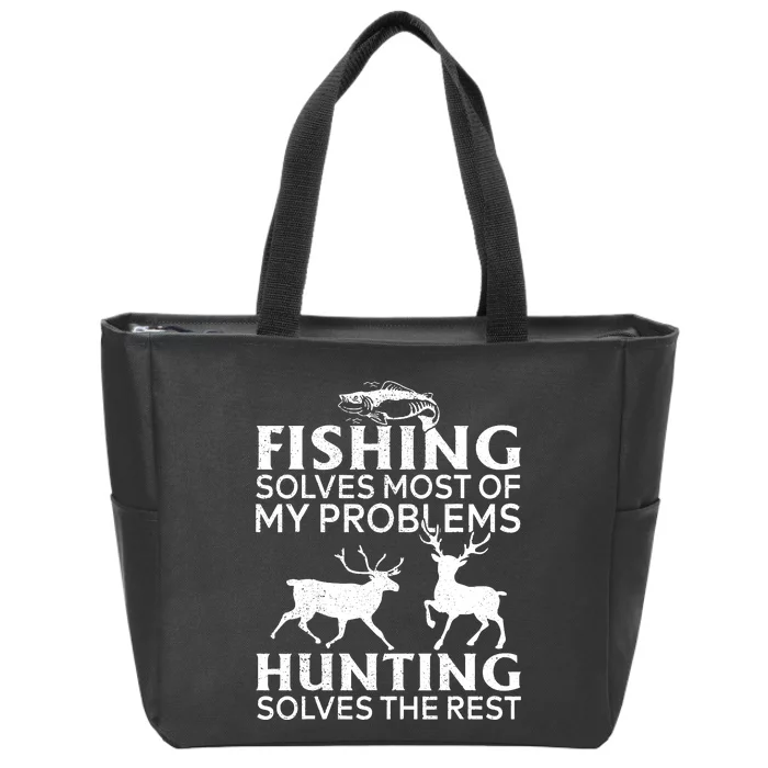 Funny Fishing And Hunting Gift Christmas Humor Hunter Cool Zip Tote Bag