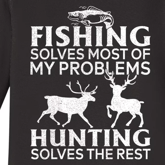 Funny Fishing And Hunting Gift Christmas Humor Hunter Cool Baby Long Sleeve Bodysuit