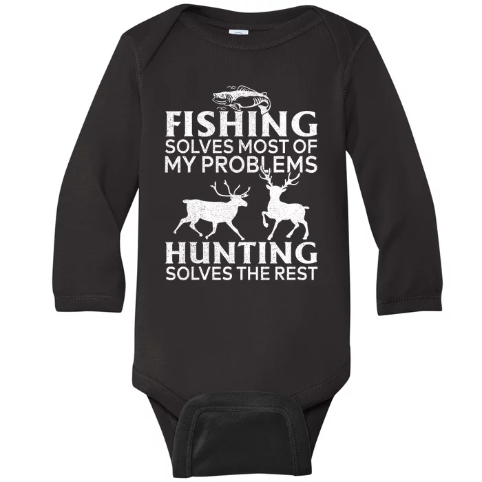 Funny Fishing And Hunting Gift Christmas Humor Hunter Cool Baby Long Sleeve Bodysuit