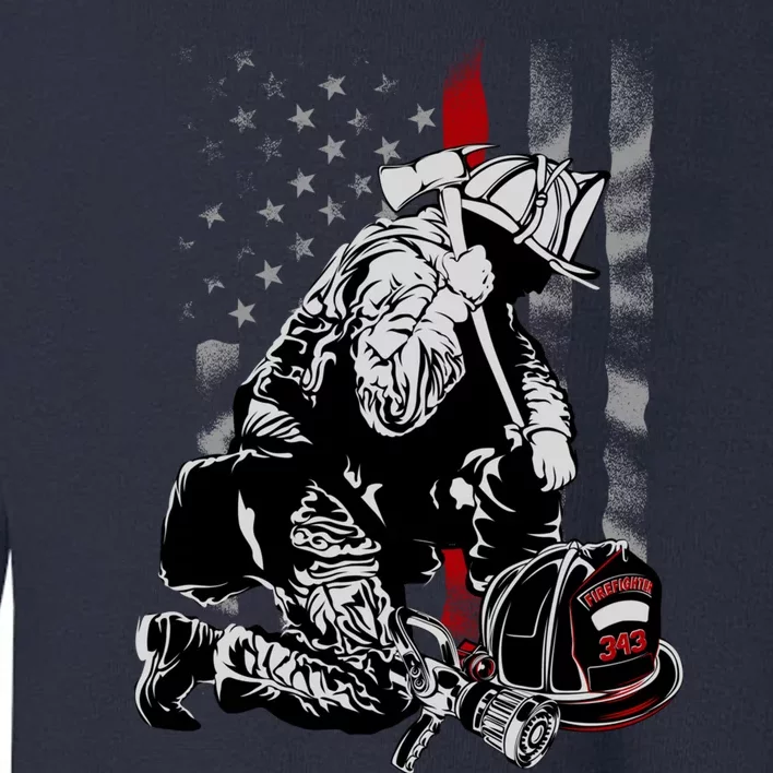 Fallen Fireman American Flag Thin Red Line Firefighter Top Toddler Sweatshirt