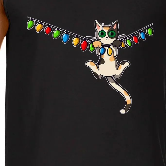 Festive Feline Adorned with Christmas Lights Comfort Colors® Tank Top