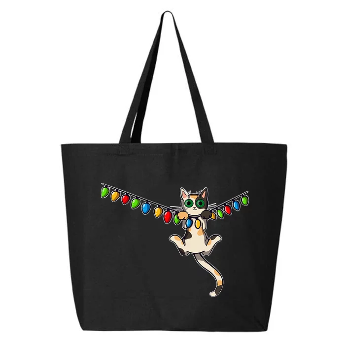 Festive Feline Adorned with Christmas Lights 25L Jumbo Tote