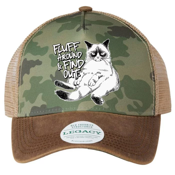 Funny Fluff Around and Find Out, Grumpy Kitty, Sarcastic Cat Legacy Tie Dye Trucker Hat