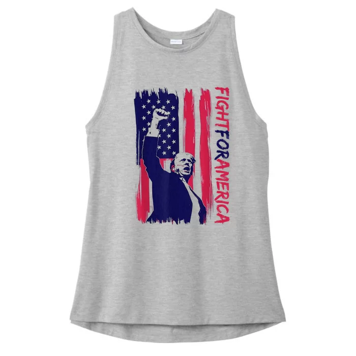 Fight For America Trump 2024 Ladies Tri-Blend Wicking Tank