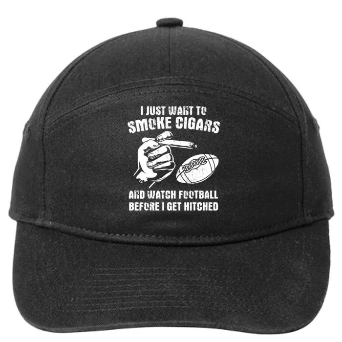 Funny Football And Cigars Bachelor Party Cigar Smoker Design 7-Panel Snapback Hat