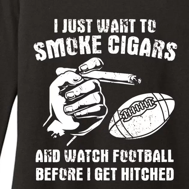 Funny Football And Cigars Bachelor Party Cigar Smoker Design Womens CVC Long Sleeve Shirt