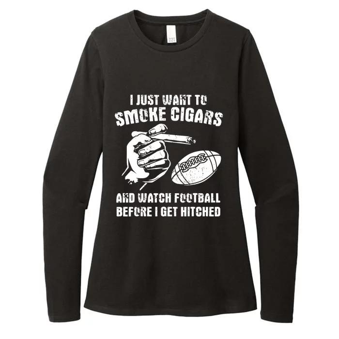 Funny Football And Cigars Bachelor Party Cigar Smoker Design Womens CVC Long Sleeve Shirt