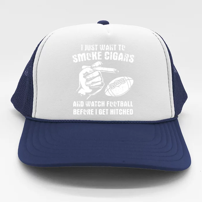 Funny Football And Cigars Bachelor Party Cigar Smoker Design Trucker Hat