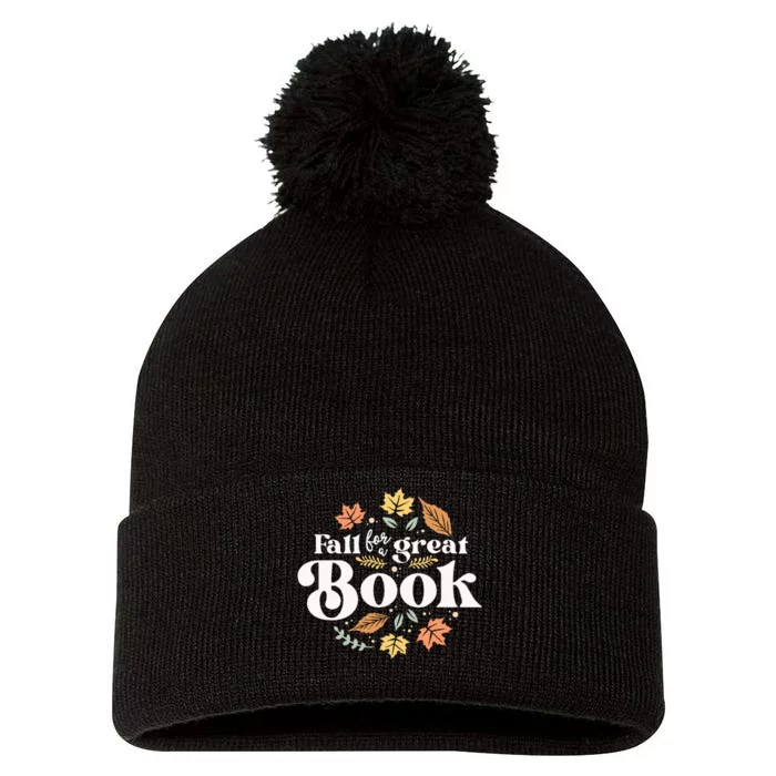 Fall For A Great Book Reading Librarian Autumn Teacher Pom Pom 12in Knit Beanie