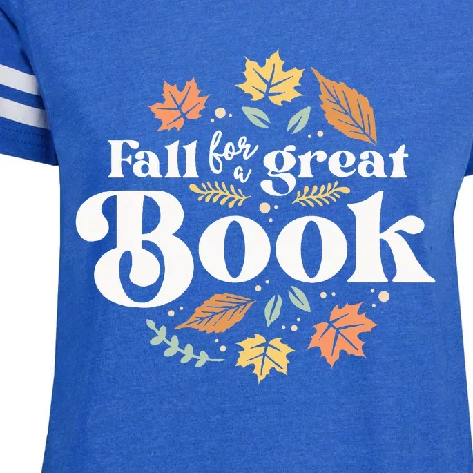 Fall For A Great Book Reading Librarian Autumn Teacher Enza Ladies Jersey Football T-Shirt