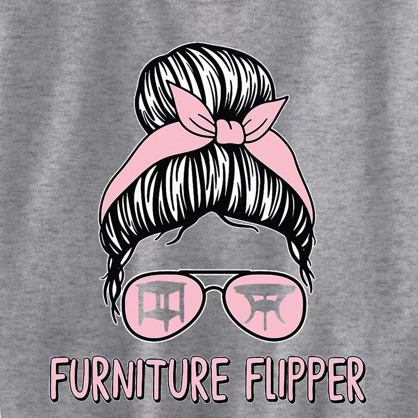 Furniture Flipper Awesome Home Business Flipping Messy Bun Kids Sweatshirt