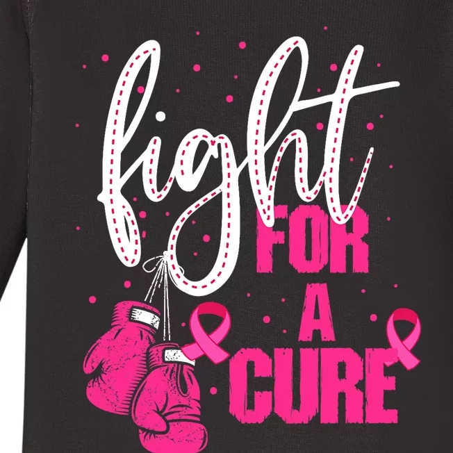 Fight For A Cure Pink Ribbon Breast Cancer Awareness Baby Long Sleeve Bodysuit