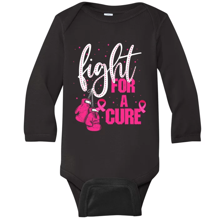 Fight For A Cure Pink Ribbon Breast Cancer Awareness Baby Long Sleeve Bodysuit