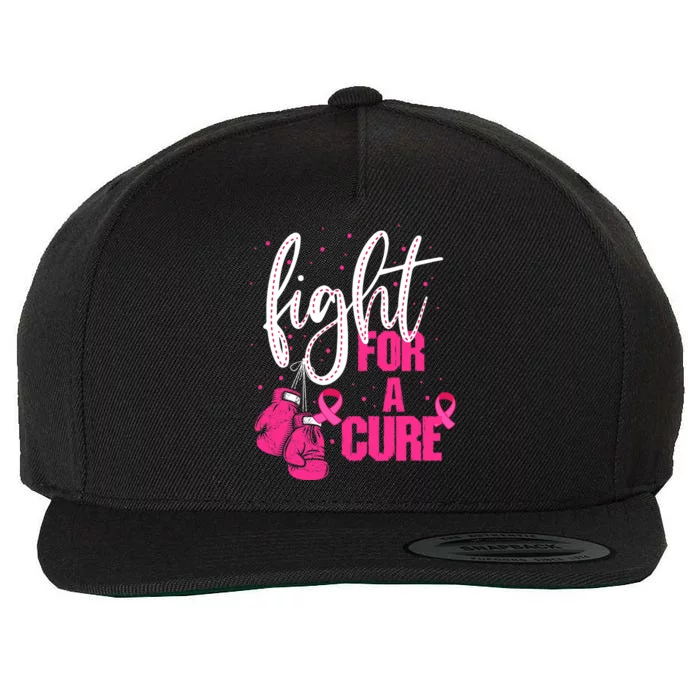 Fight For A Cure Pink Ribbon Breast Cancer Awareness Wool Snapback Cap