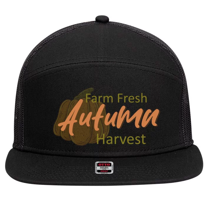 Farm Fresh Autumn Harvest Theme 7 Panel Mesh Trucker Snapback Hat