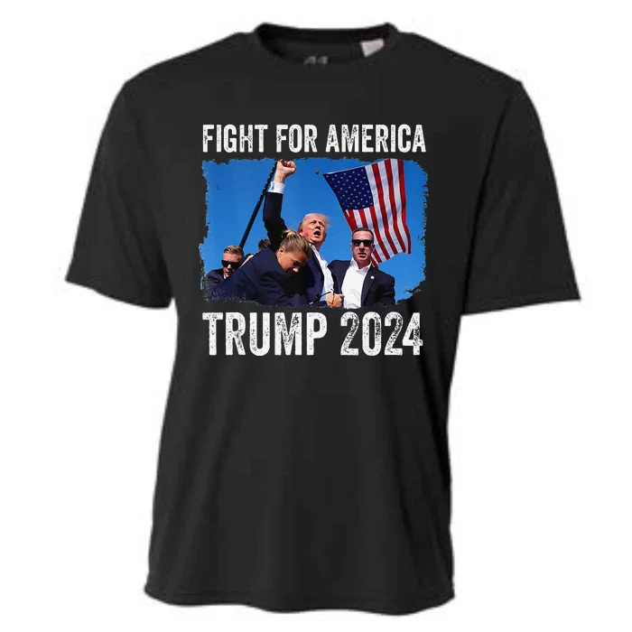 Fight For America Donald Trump 2024 Fight Fist Pump Pa Rally Cooling Performance Crew T-Shirt