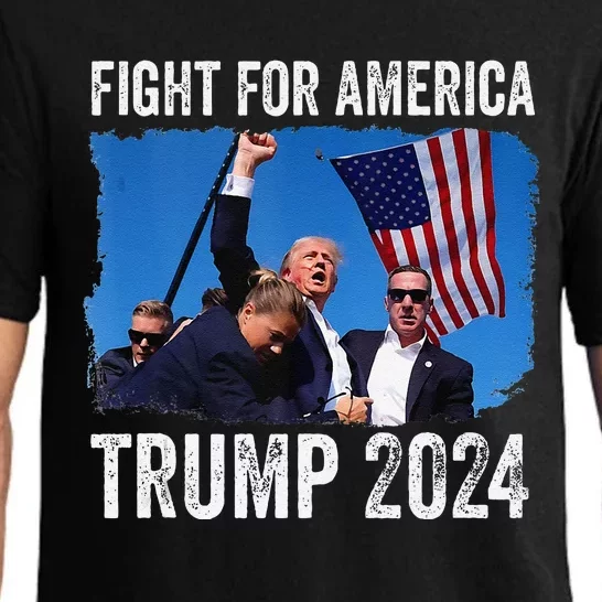 Fight For America Donald Trump 2024 Fight Fist Pump Pa Rally Pajama Set