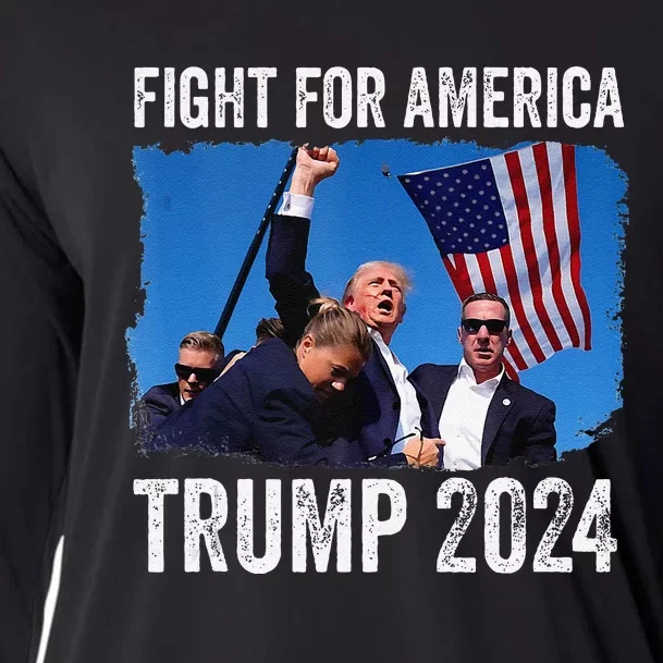 Fight For America Donald Trump 2024 Fight Fist Pump Pa Rally Cooling Performance Long Sleeve Crew