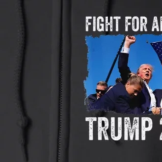 Fight For America Donald Trump 2024 Fight Fist Pump Pa Rally Full Zip Hoodie