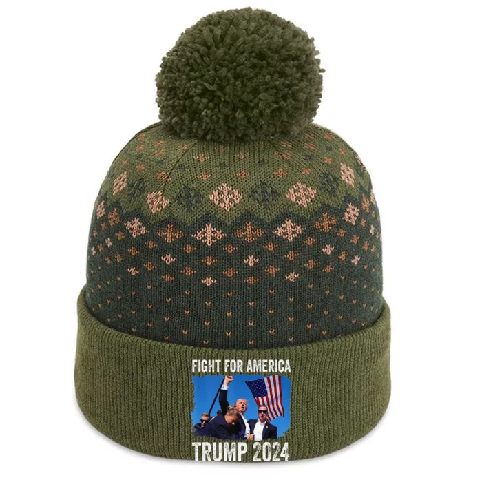 Fight For America Donald Trump 2024 Fight Fist Pump Pa Rally The Baniff Cuffed Pom Beanie