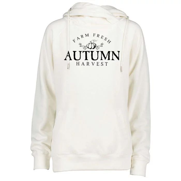 Farm Fresh Autumn Fall Harvest Pumpkin Womens Funnel Neck Pullover Hood