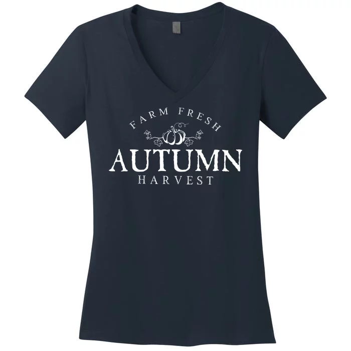 Farm Fresh Autumn Fall Harvest Pumpkin Women's V-Neck T-Shirt