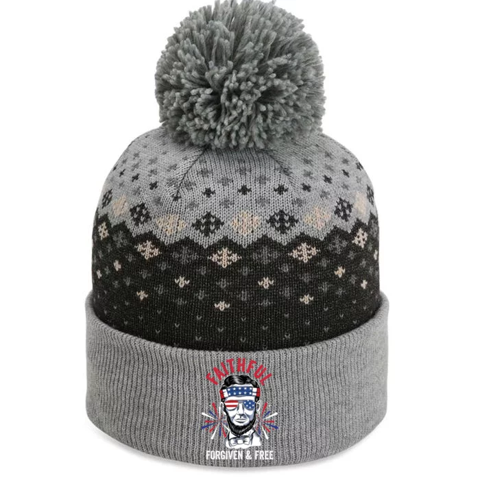 Faithful Forgiven And Free Fireworks Director Lincoln Cool Gift The Baniff Cuffed Pom Beanie