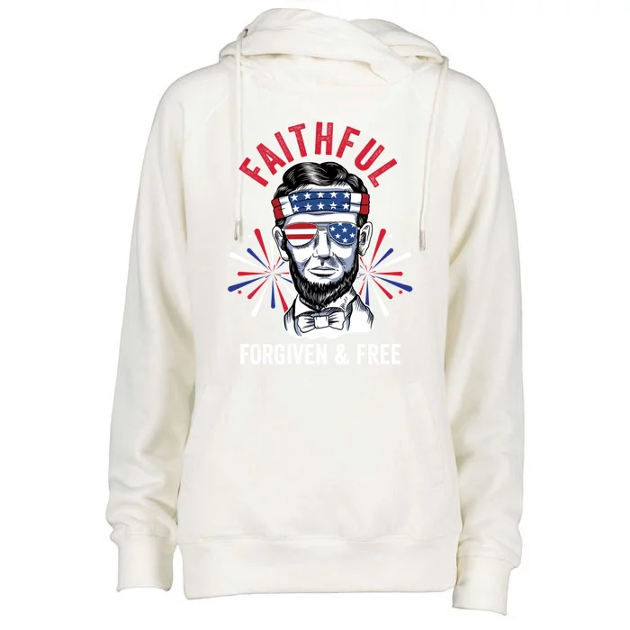 Faithful Forgiven And Free Fireworks Director Lincoln Cool Gift Womens Funnel Neck Pullover Hood