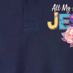 Floral Flower All My Hope Is In Jesus Softstyle Adult Sport Polo